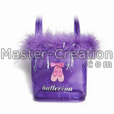 purple feather decorated handbag